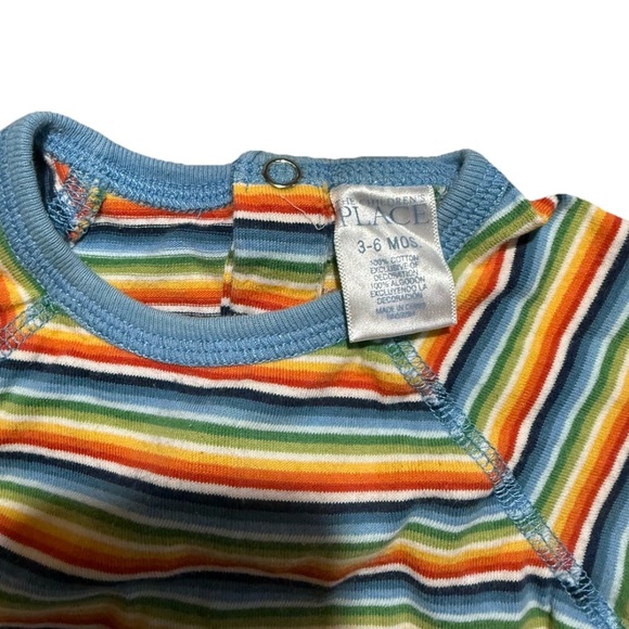 Baby Boy Clothes Children's Place 3-6 Months Blue Striped Bodysuit Long Sleeve - Picture 2 of 4